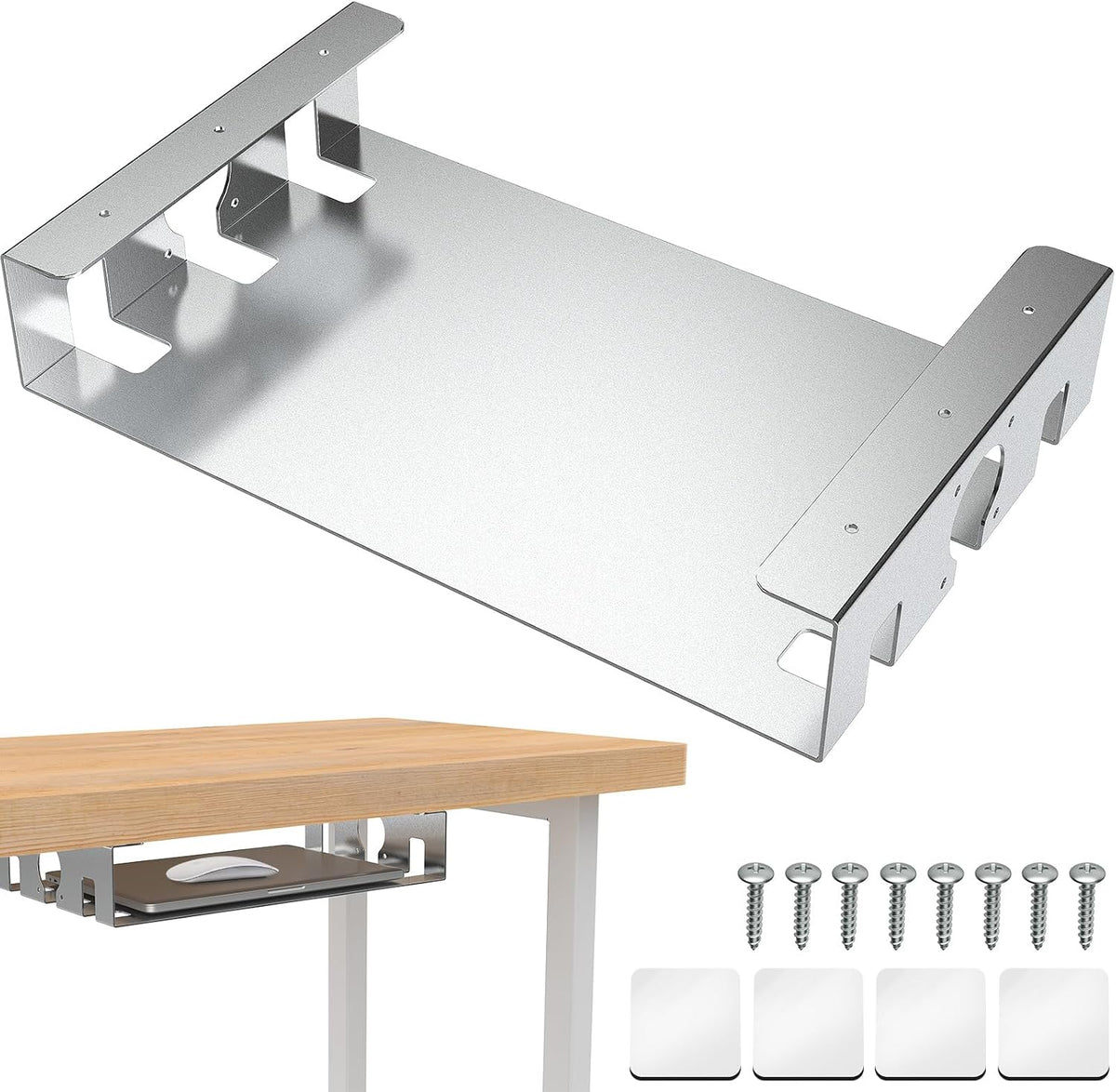 Upgrade Under Desk Shelf with Heat Dissipation - Under Table Shelf for Laptop...