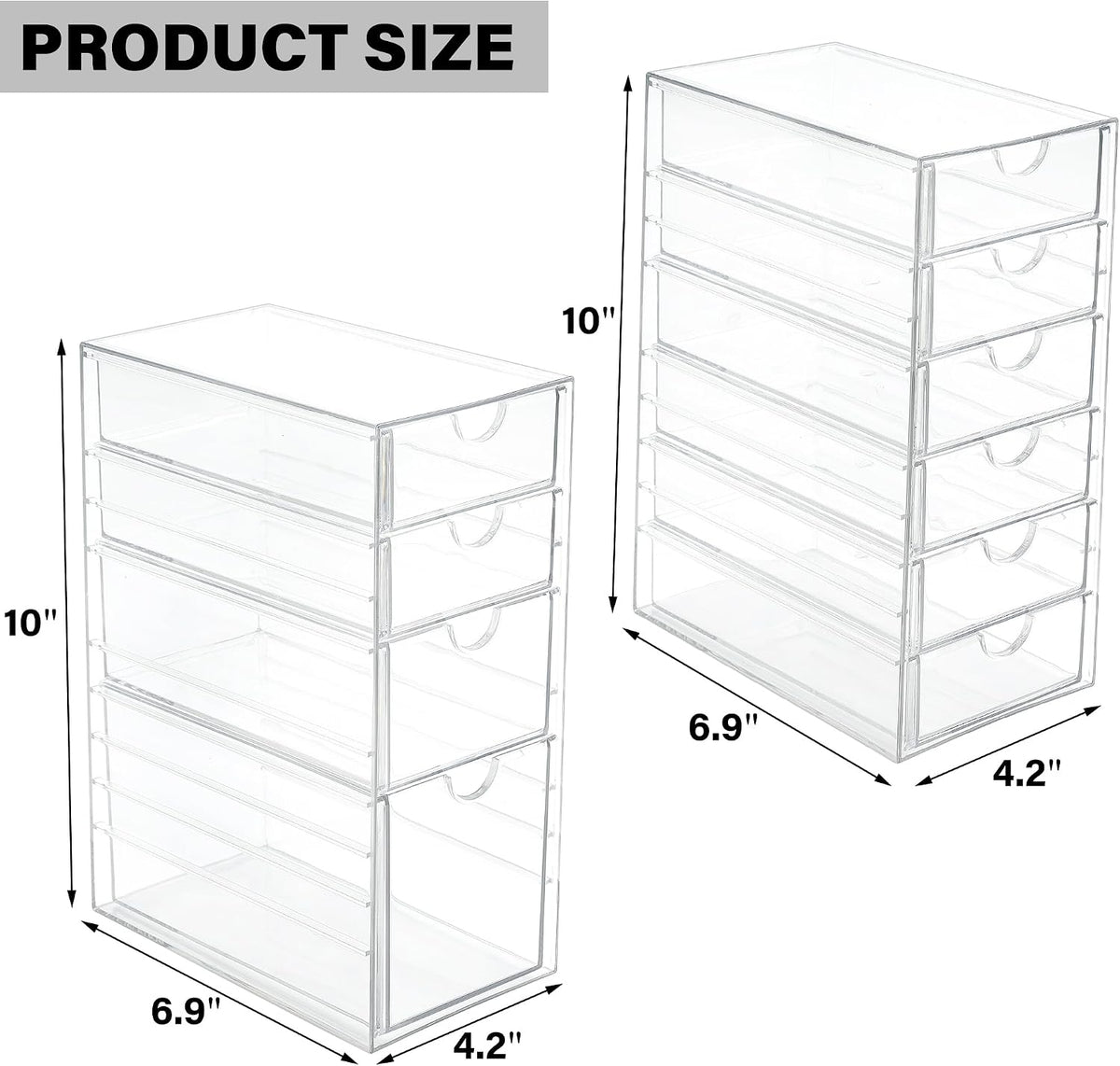 Prsildan Hair Accessories Organizer Acrylic Drawer with 10 Drawers
