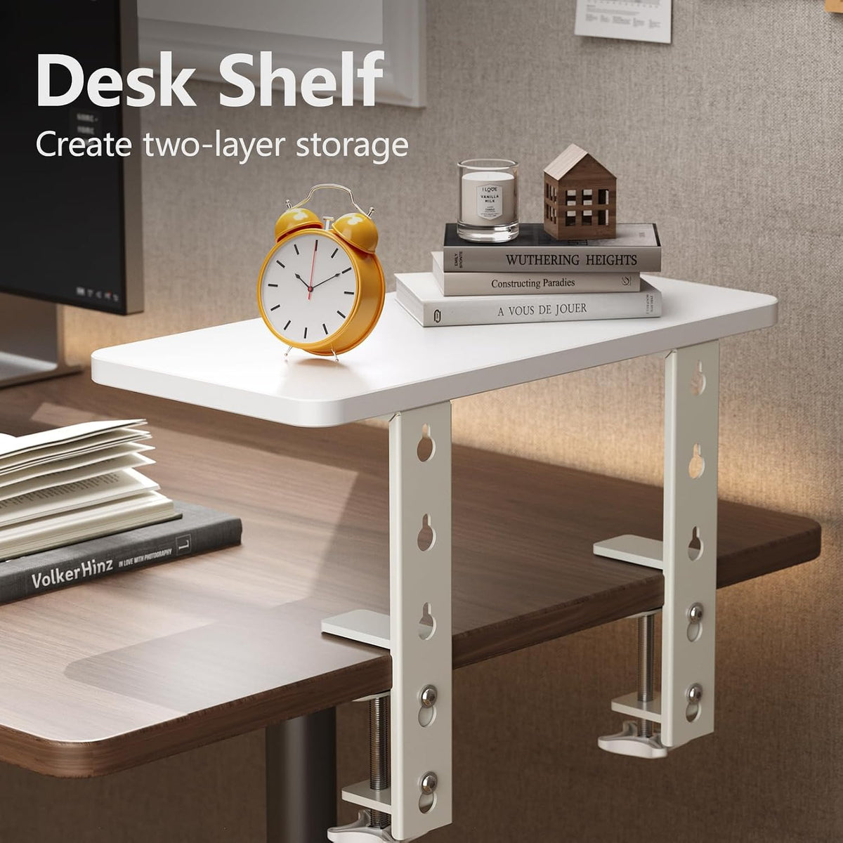 3 in 1 Clamp-on Desk Extender Shelf, 15.7×7.5 Inch, White