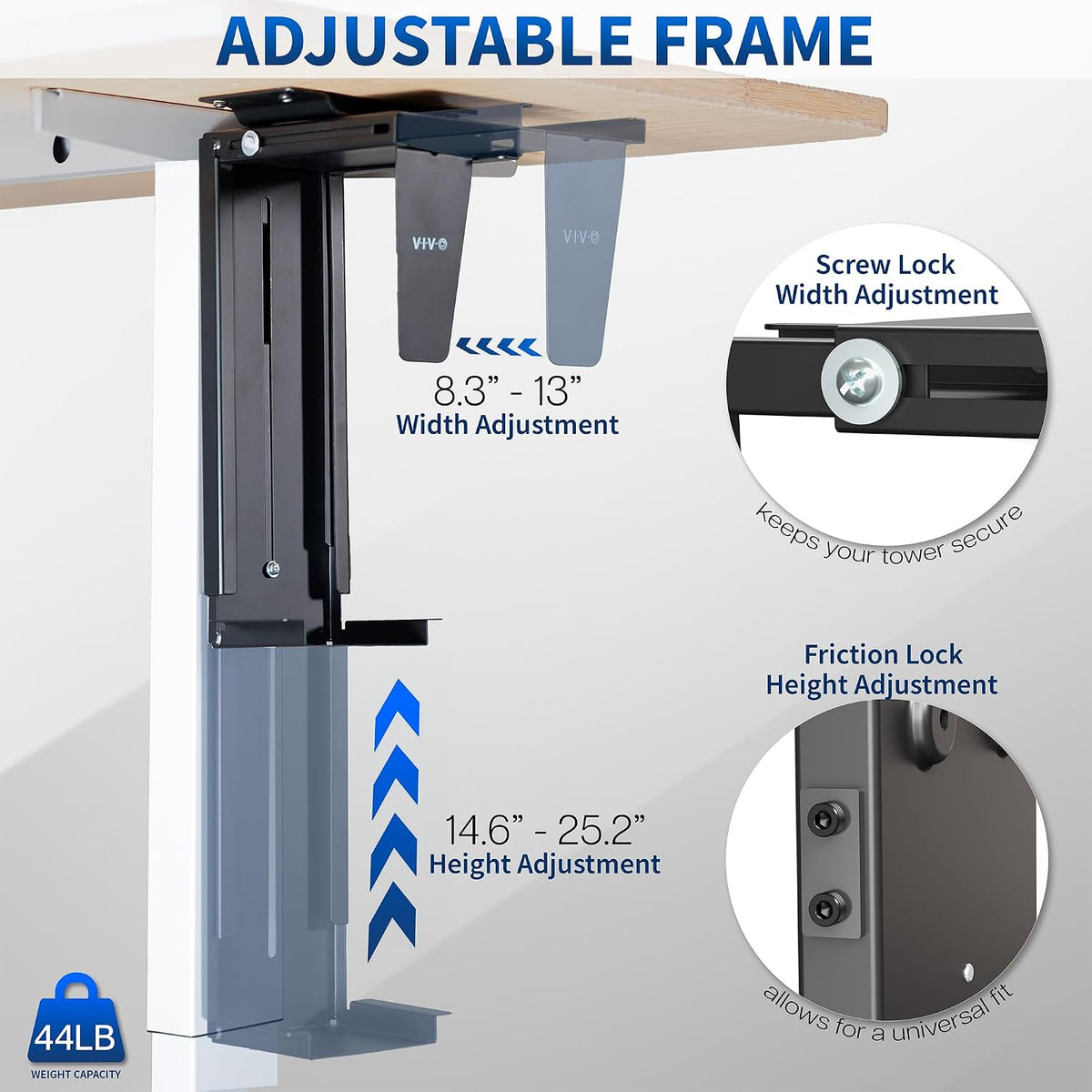VIVO Black Large Under Desk and Wall Office PC Mount, MOUNT-PC01L