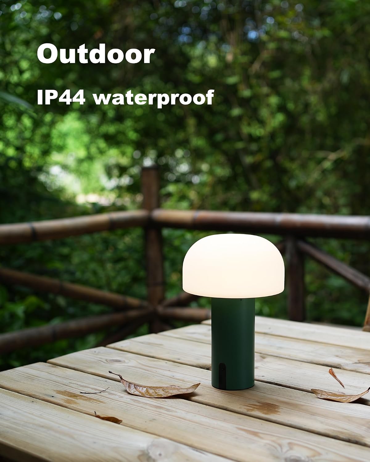 Small Cordless Mushroom Table Lamp, Waterproof Shower Lamp Green