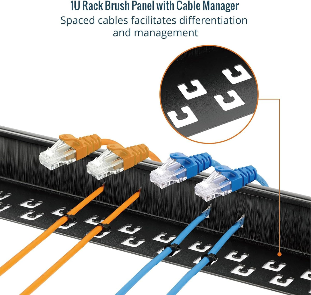 Tecmojo 1U Rack Mount Cable Management Panel with Brush,Rack Brush Panel for ...