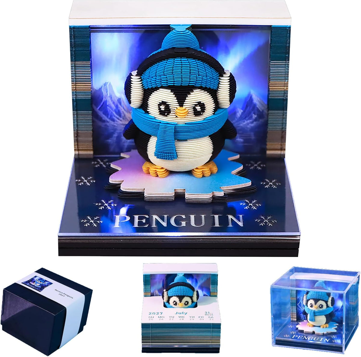 3D Calendar 2027, 3D Memo Pad Art Sticky Notes, Time Piece Calendar 2027, Cre...