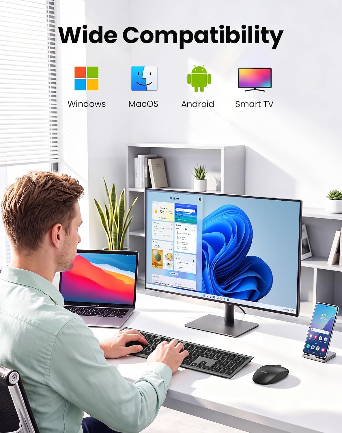 TECKNET 2.4G Rechargeable Ultra-Slim Wireless Keyboard and Mouse Combo