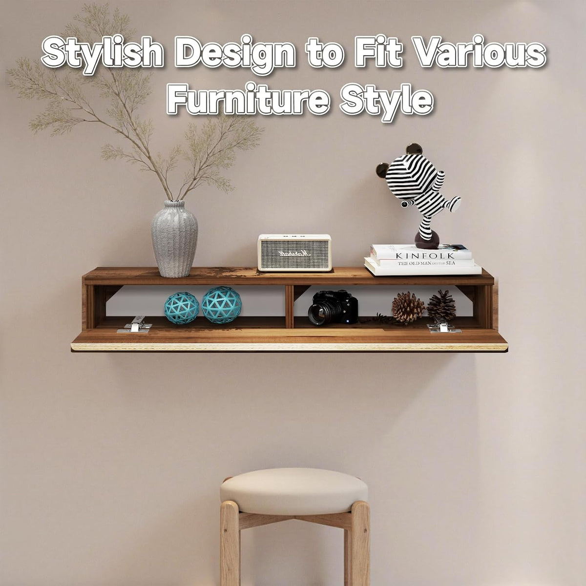 Floating Solid Wood Console Table, 32'' Wall Mounted Narrow Entryway ...