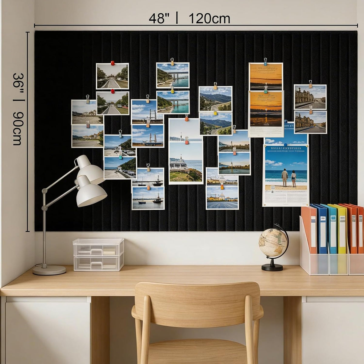 Large Felt Bulletin Board with Self-Adhesive | 12 Pack 48"x36" Cork...