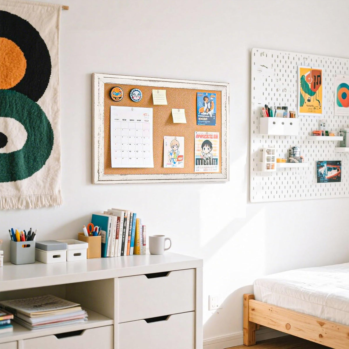 Cork Board Bulletin Board, 24"x18" Corkboard for Wall