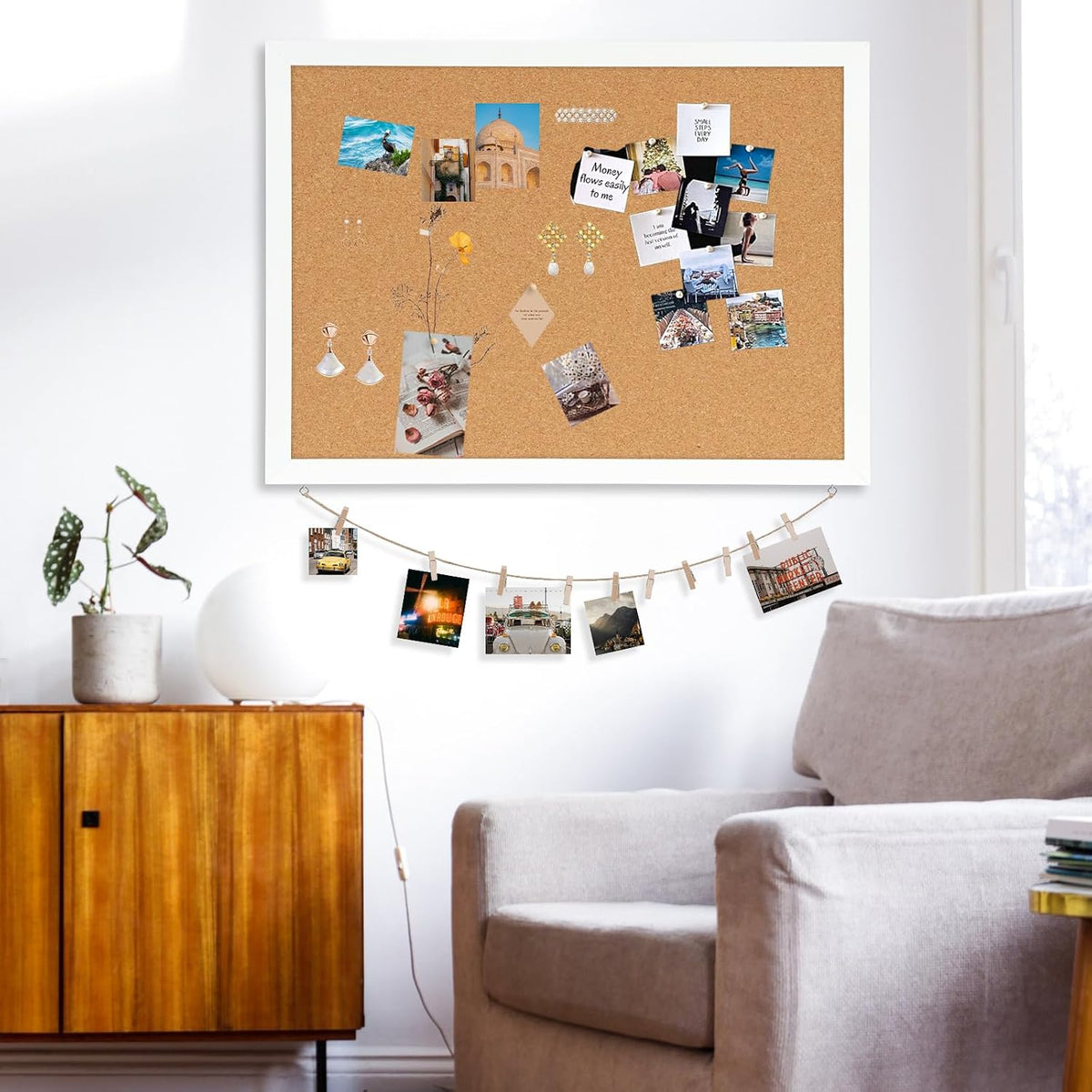 DOLLAR BOSS Double-Sided Bulletin Boards with Linen, 24"x18" Cork B...