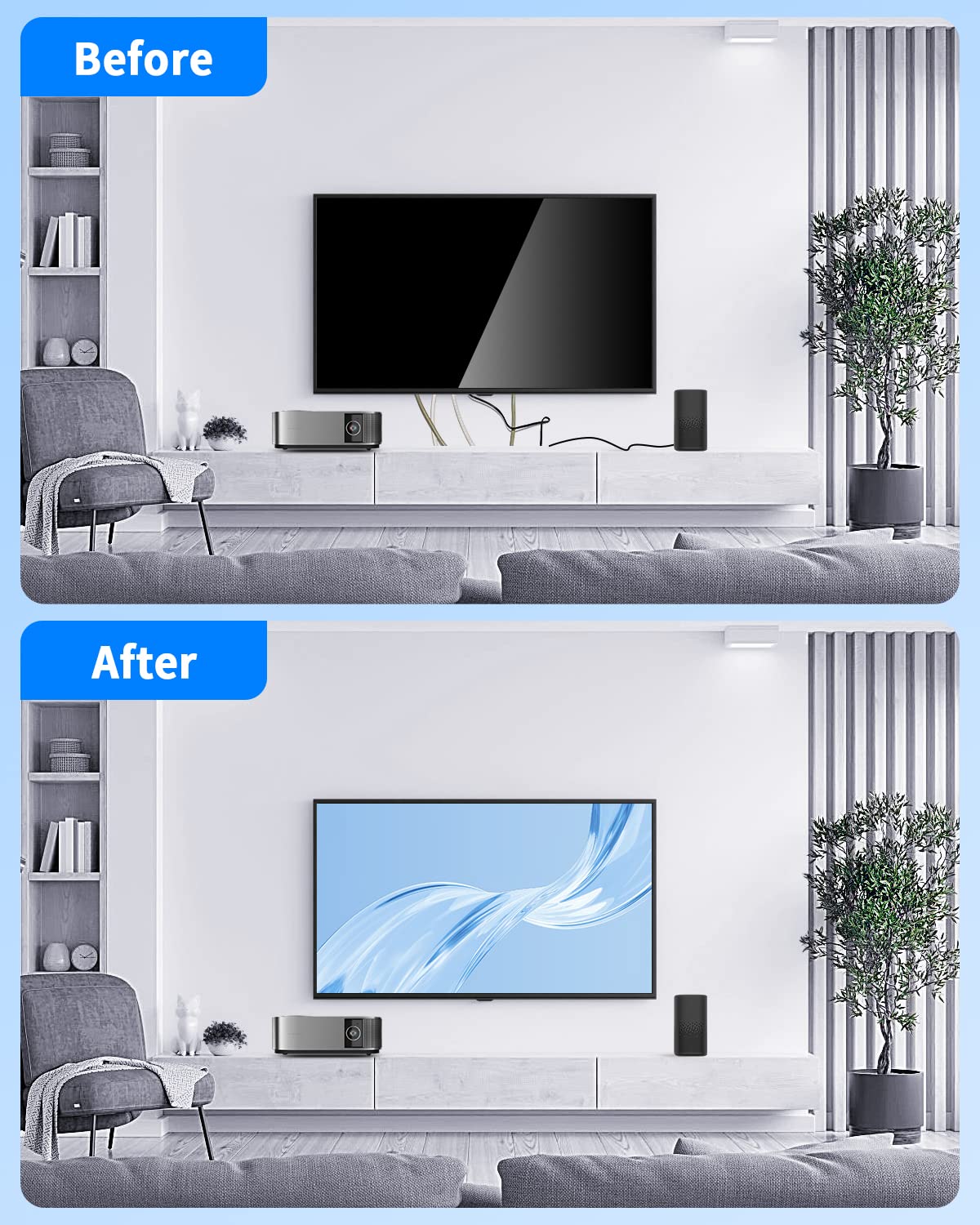 in Wall Cable Management Kit for TV, Recessed Outlet with USB, TV Cable Hider...