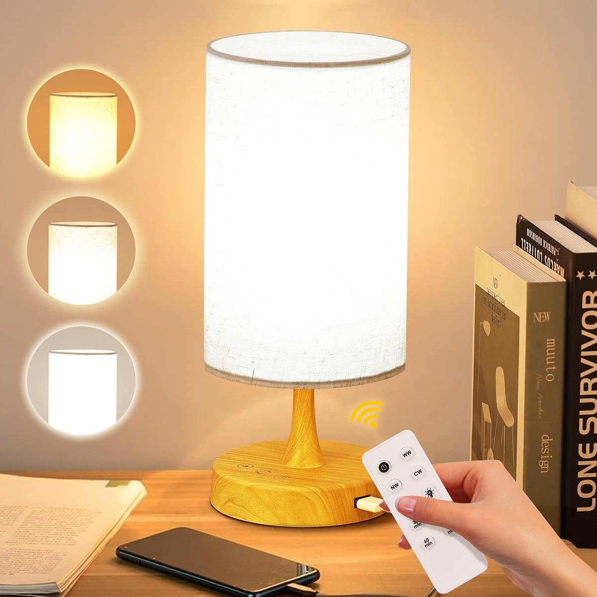 Caromolly Light Therapy Lamp, Sunlight Lamp 10000 Lux with Remote Control, 3 ...