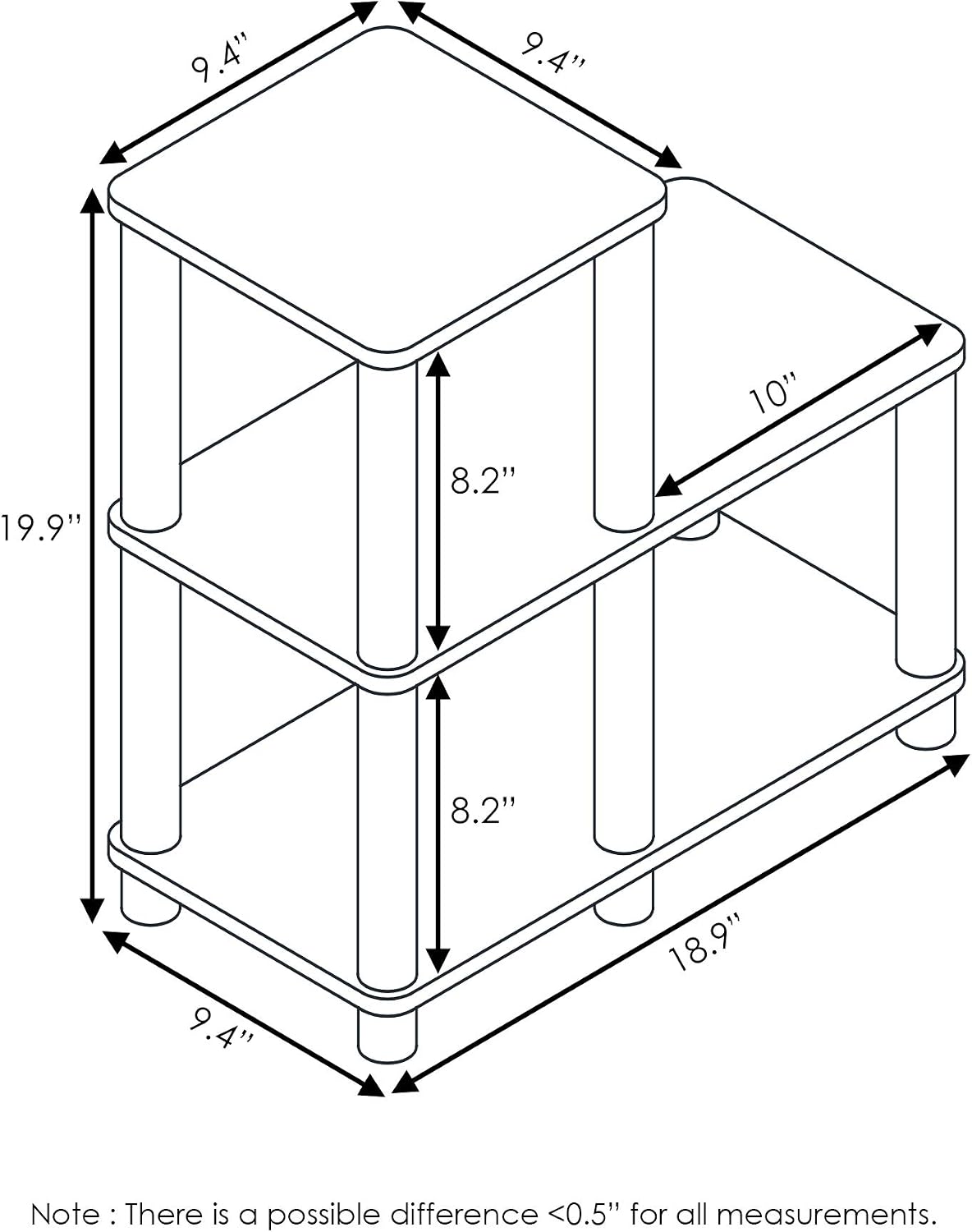 Furinno TURN-N-TUBE Storage Shelves, 2-Tier Ladder Shape Book Shelf with Open...
