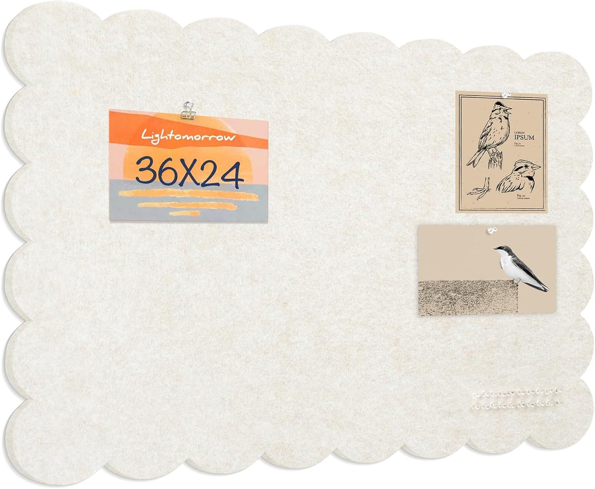 Scalloped Bulletin Board 36x24 inches, Decorative Felt Pin Board for Wall
