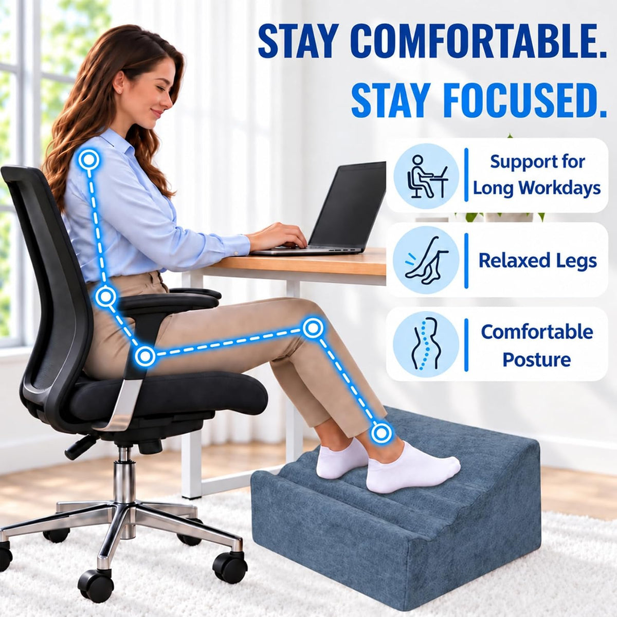 Under Desk Footrest, Multi-Functional Footrest with Portable Handle