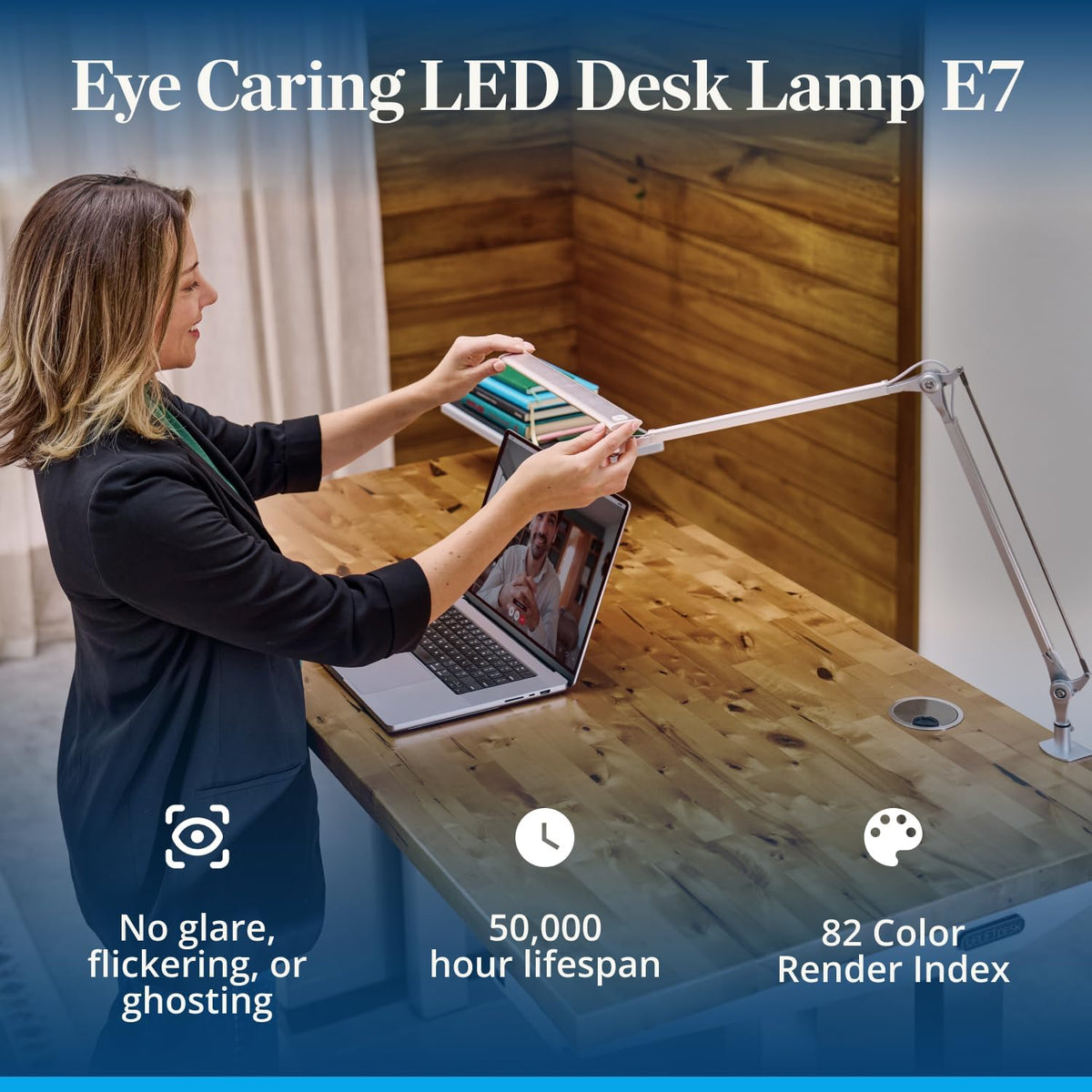 UPLIFTDESK E7 LED Desk Lamp with Clamp - 3 Color Mode Architect Desk Lamp