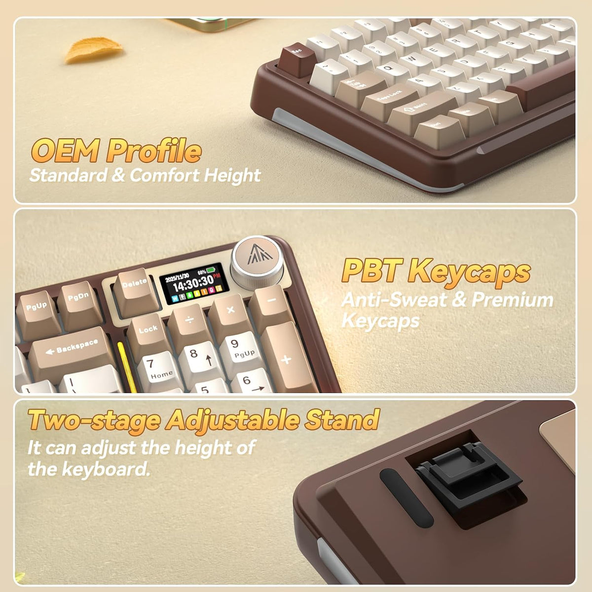 SOLAKAKA A99 Pro Mechanical Keyboard with LCD Screen & Metal Knob, Wirele...