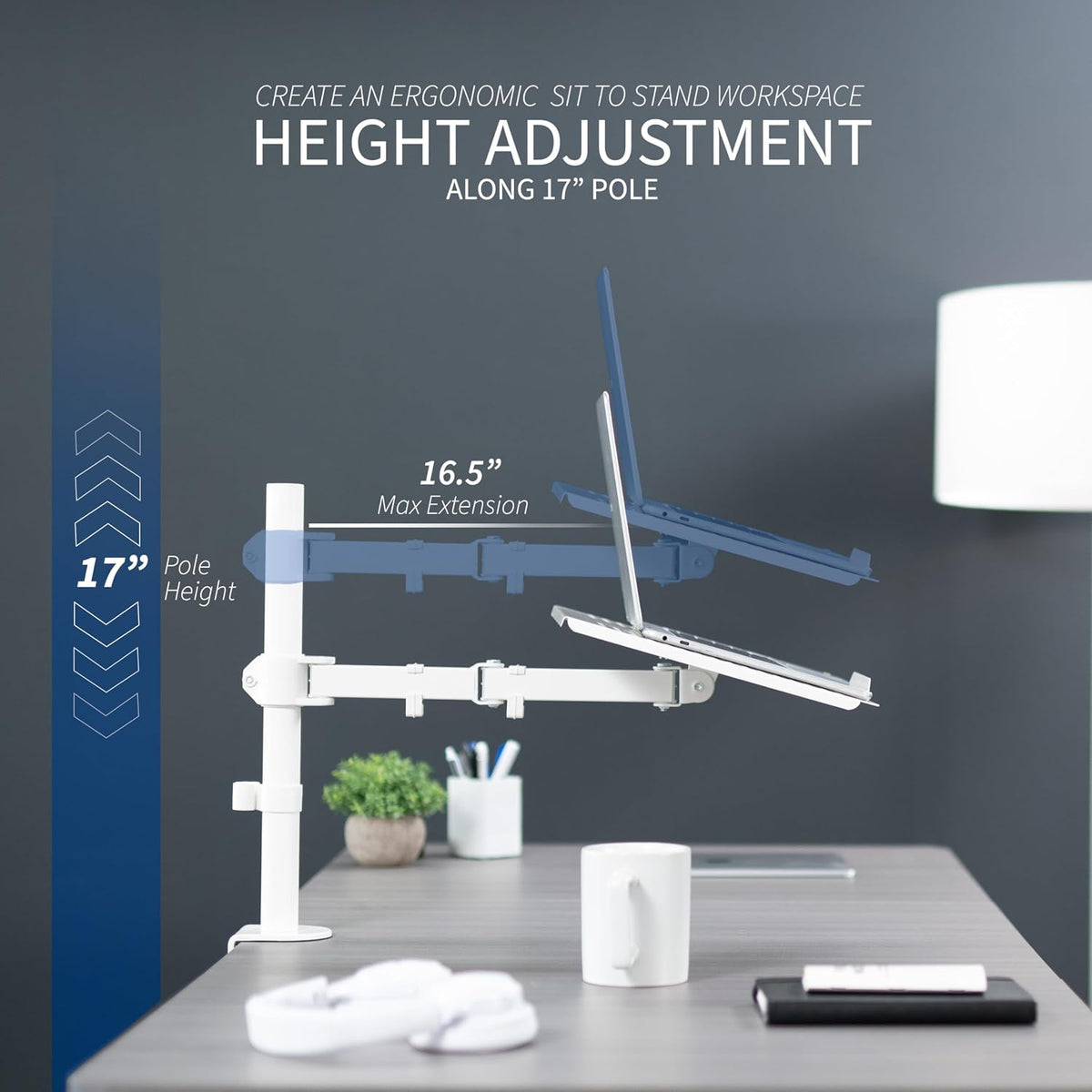 VIVO Single Laptop Notebook Desk Mount Stand, Fully Adjustable Extension with...
