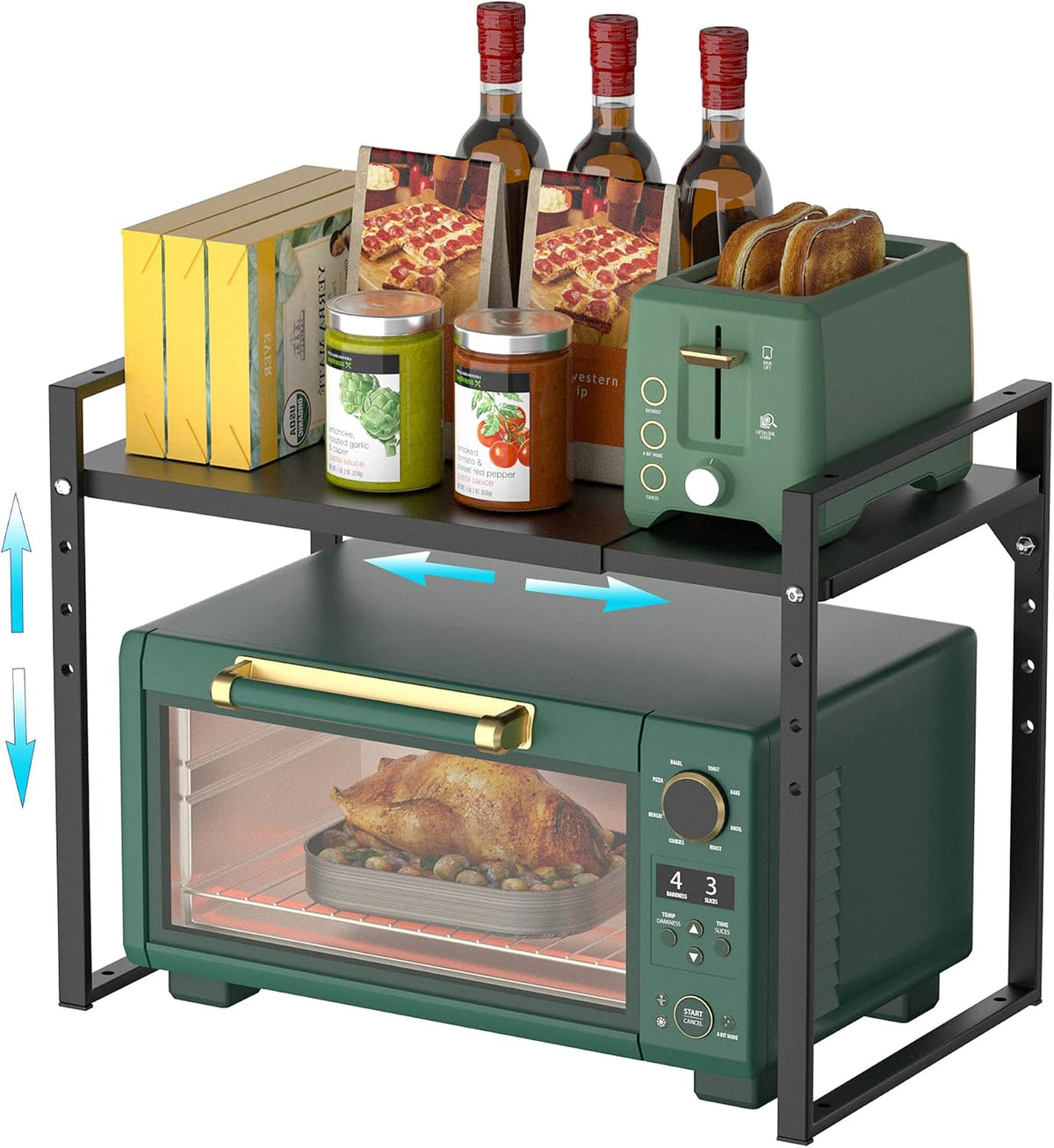 iPEGTOP Extendable Microwave Oven Rack, Adjustable Height Microwave/Toaster S...