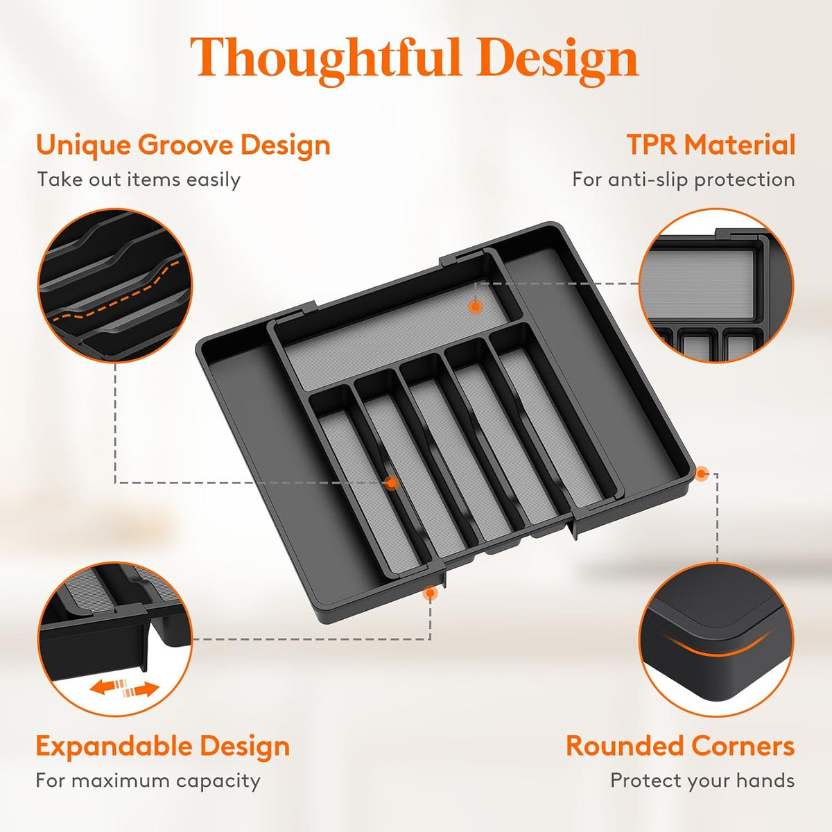 Lifewit Extra Large Silverware Drawer Organizer, Expandable Utensil Tray