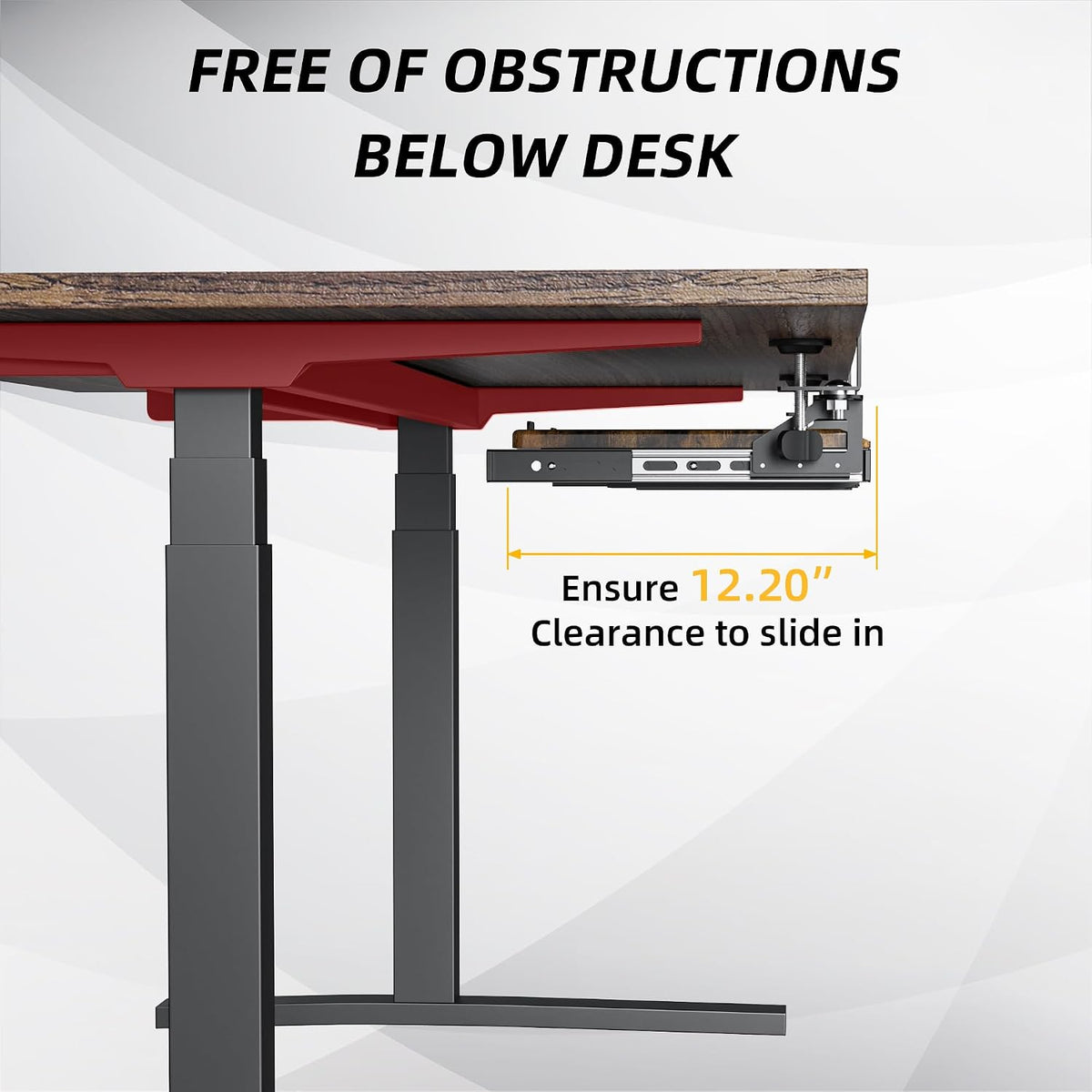 ETHU Under Desk Keyboard Tray with Metal Slide Rail, 26.8x11.8", Walnut