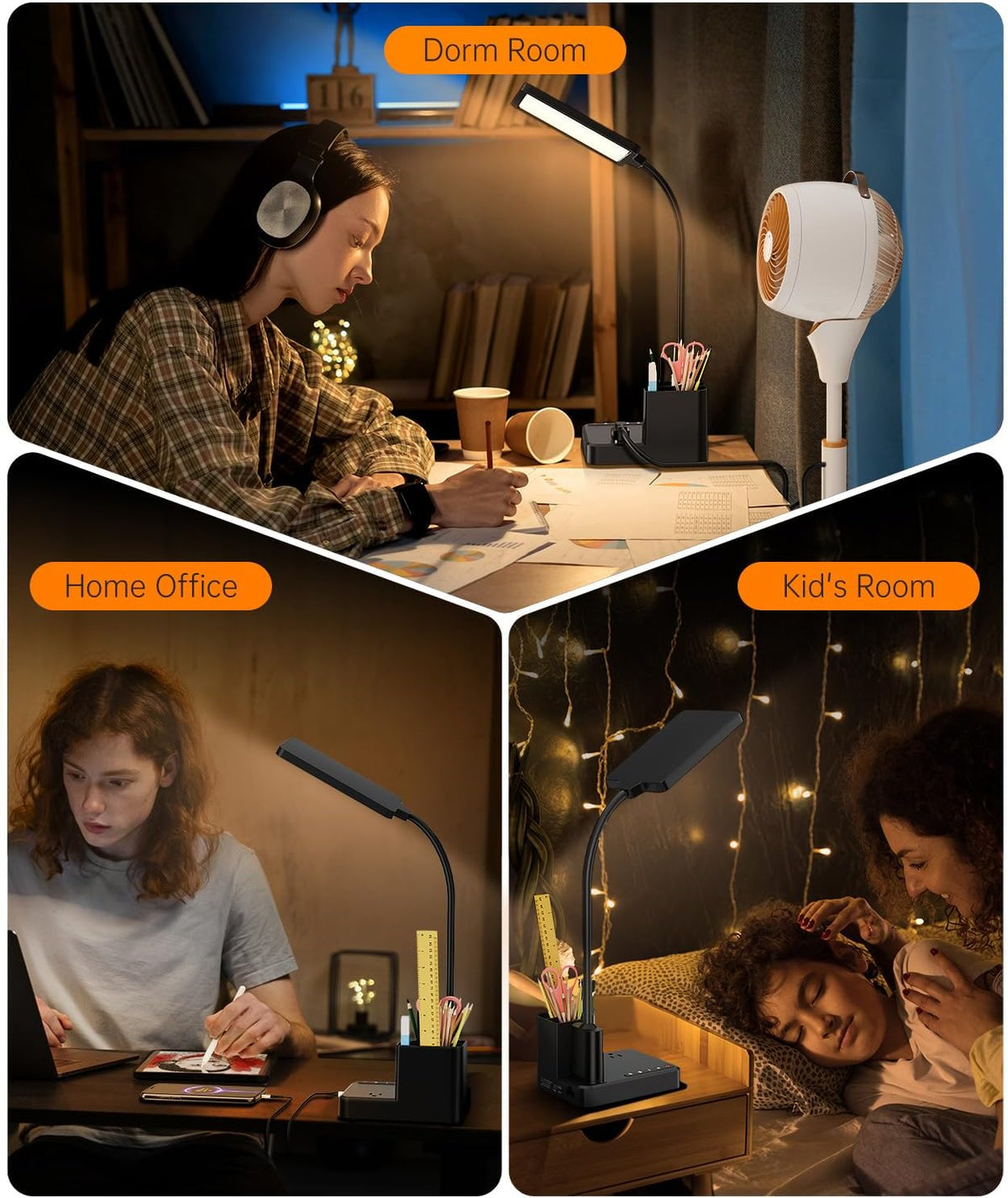 Desk Lamp, COZOO LED Desk Lamps for Home Office with USB Charging Port/Outlet...
