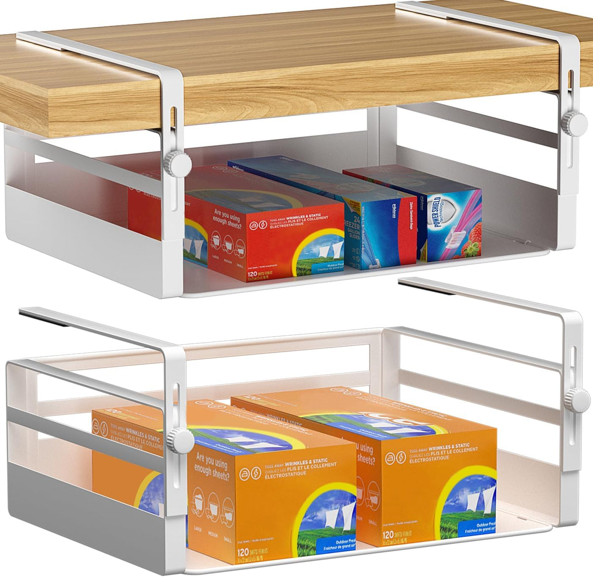 AmonHouseware 2 Pack Under Shelf Storage Basket Organizer,Adjustable Hanging ...