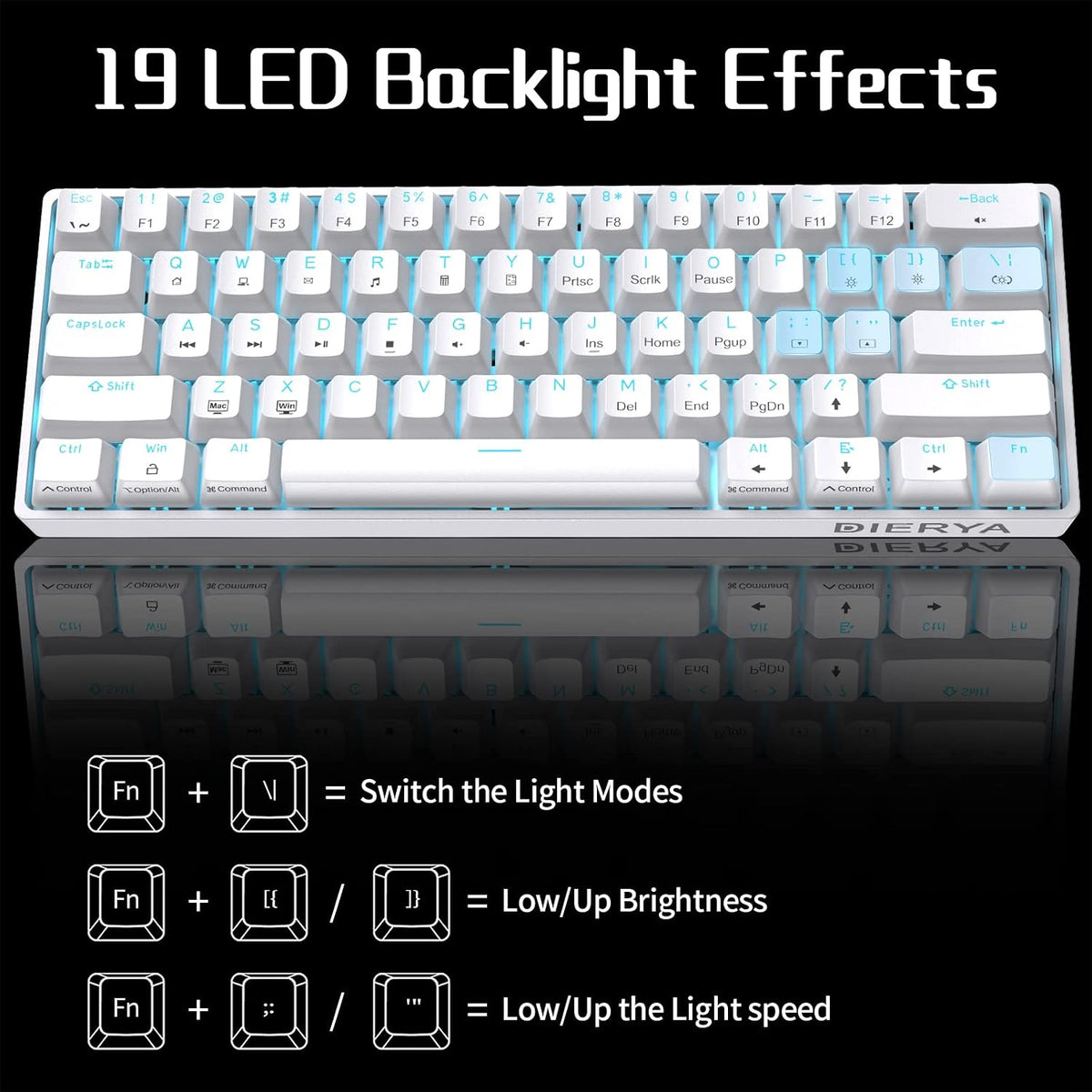 DIERYA 60% Mechanical Keyboard, DK61se Wired Gaming Keyboard with Red Switche...
