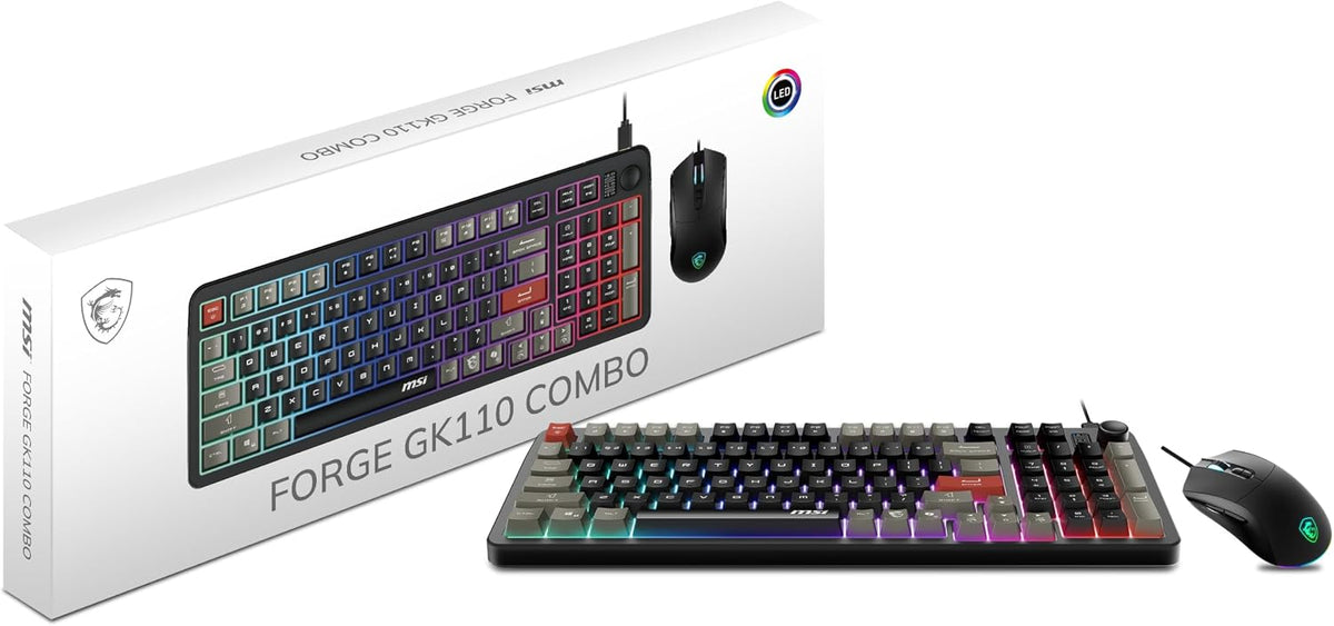 MSI Forge GK110 Combo US – Gaming RGB Keyboard & Mouse Set, 26-Key Anti-G...