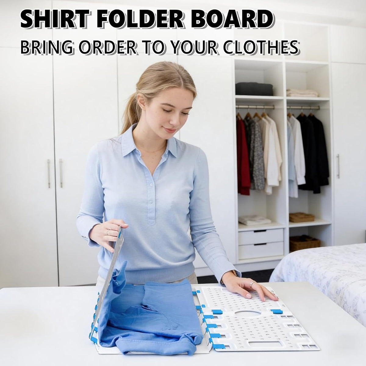 Accenter 10Pcs Stackable Closet Organizer & Shirt Folding Board Bundle