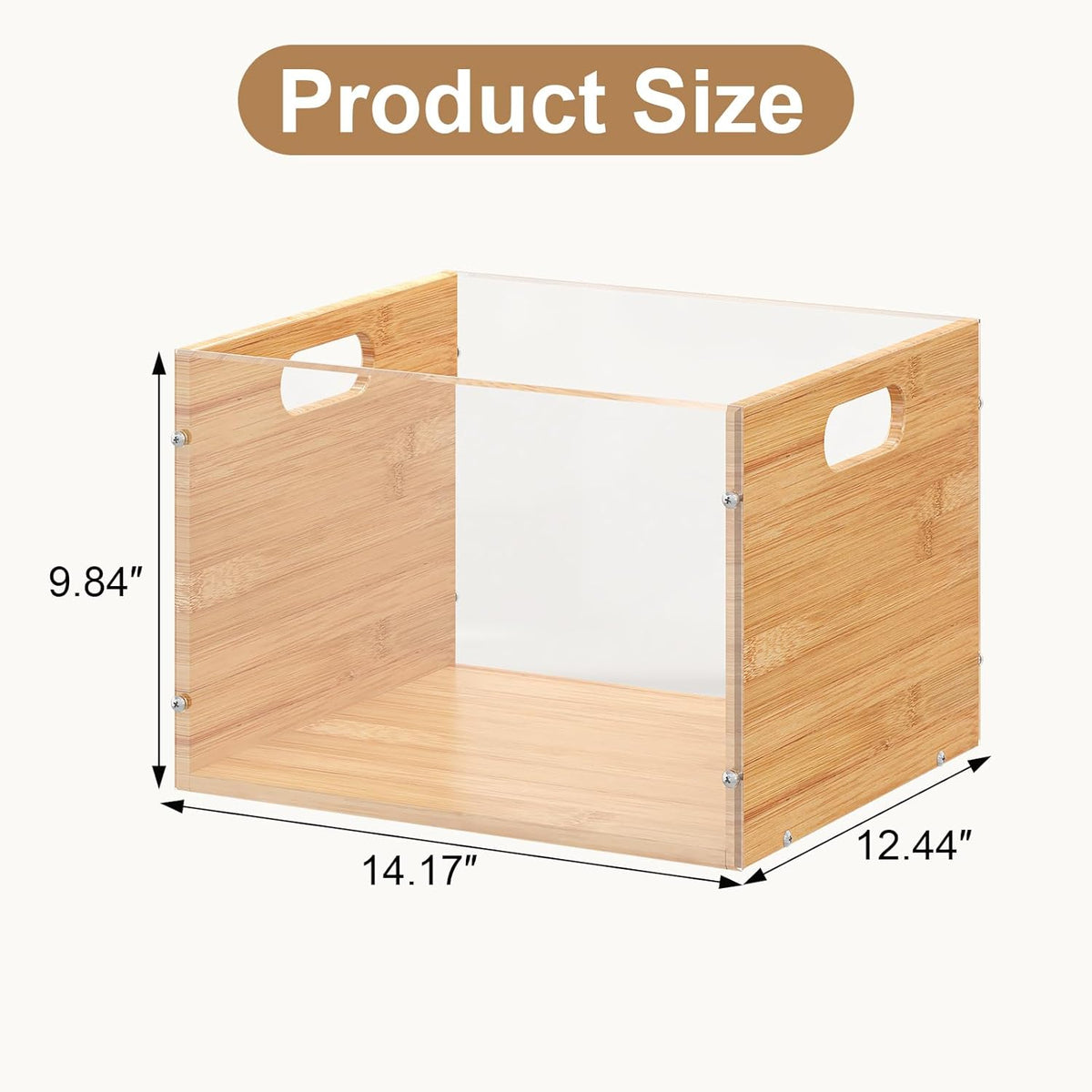 Sbanmao Clear Acrylic File Box Organizer, Bamboo Hanging Folder Storage Boxes...