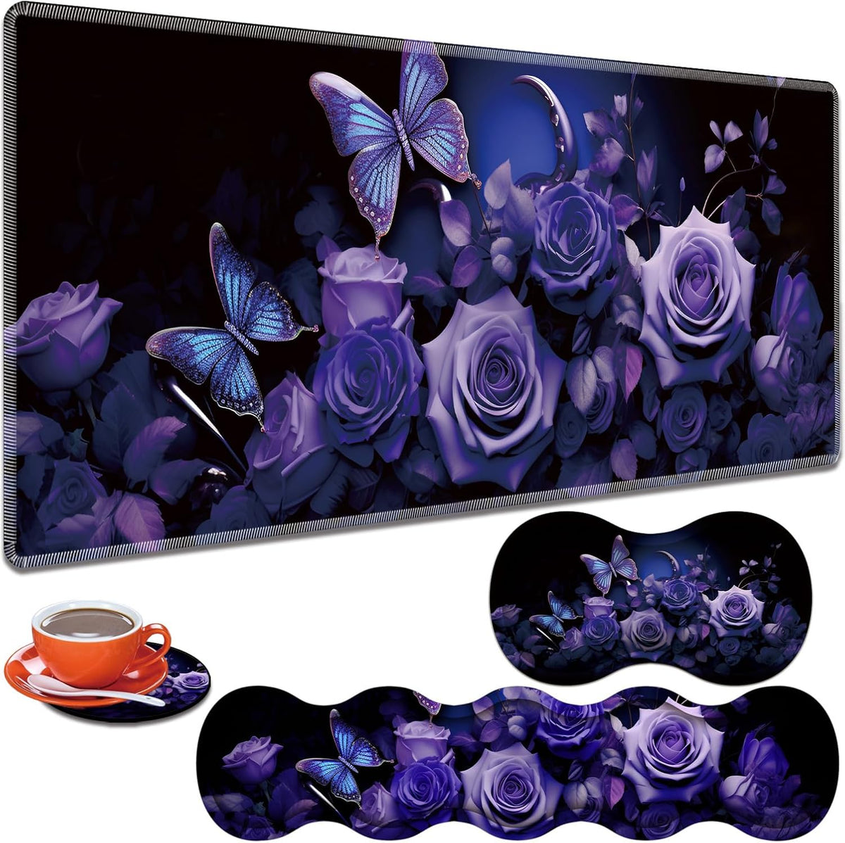 Large Gaming Table Pad 31.5 "x 11.8" + Keyboard Wrist Pad + Mouse W...