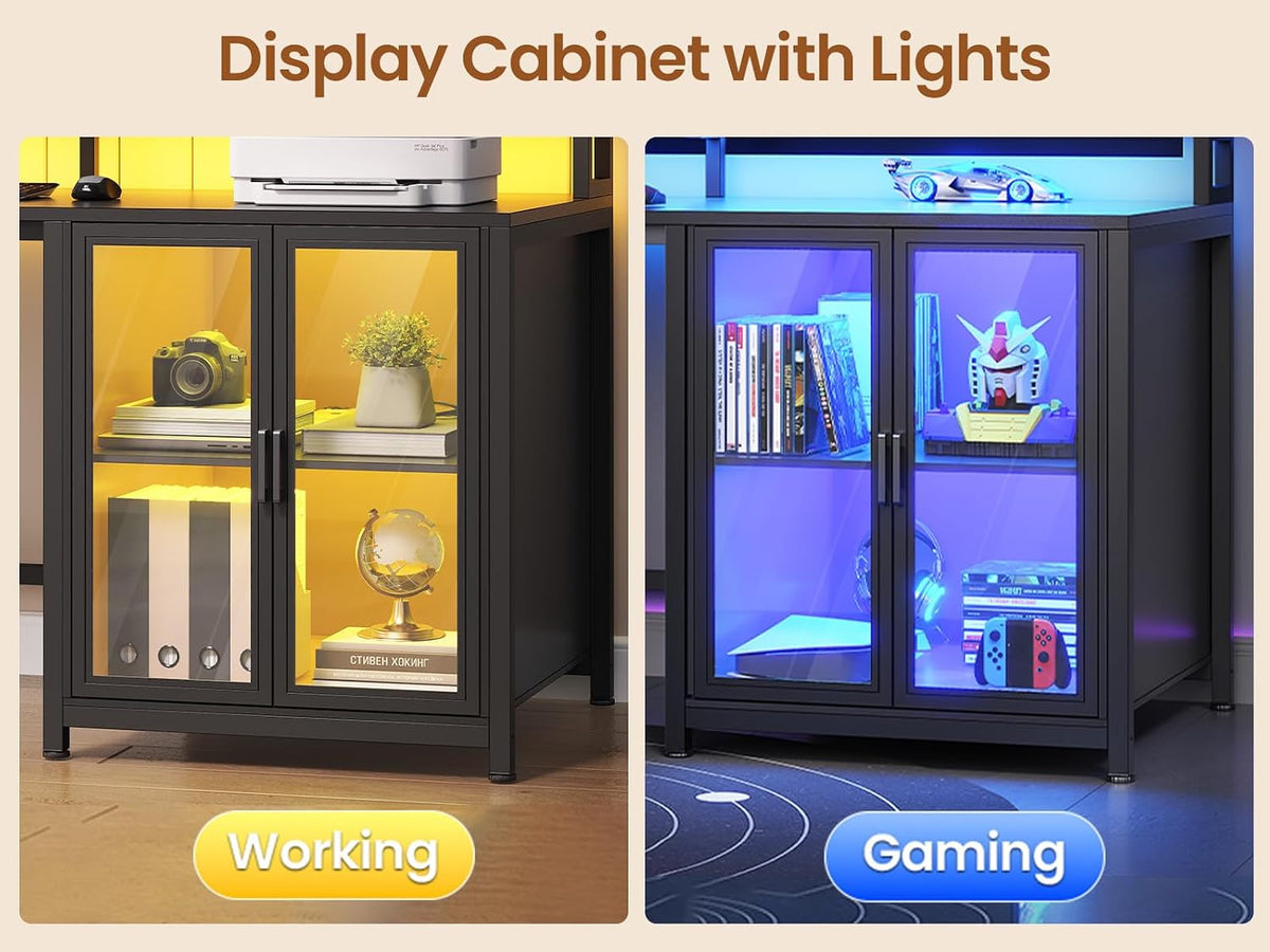SEDETA L Shaped Gaming Desk with 4 Drawers, 109” Computer Desk with Display C...
