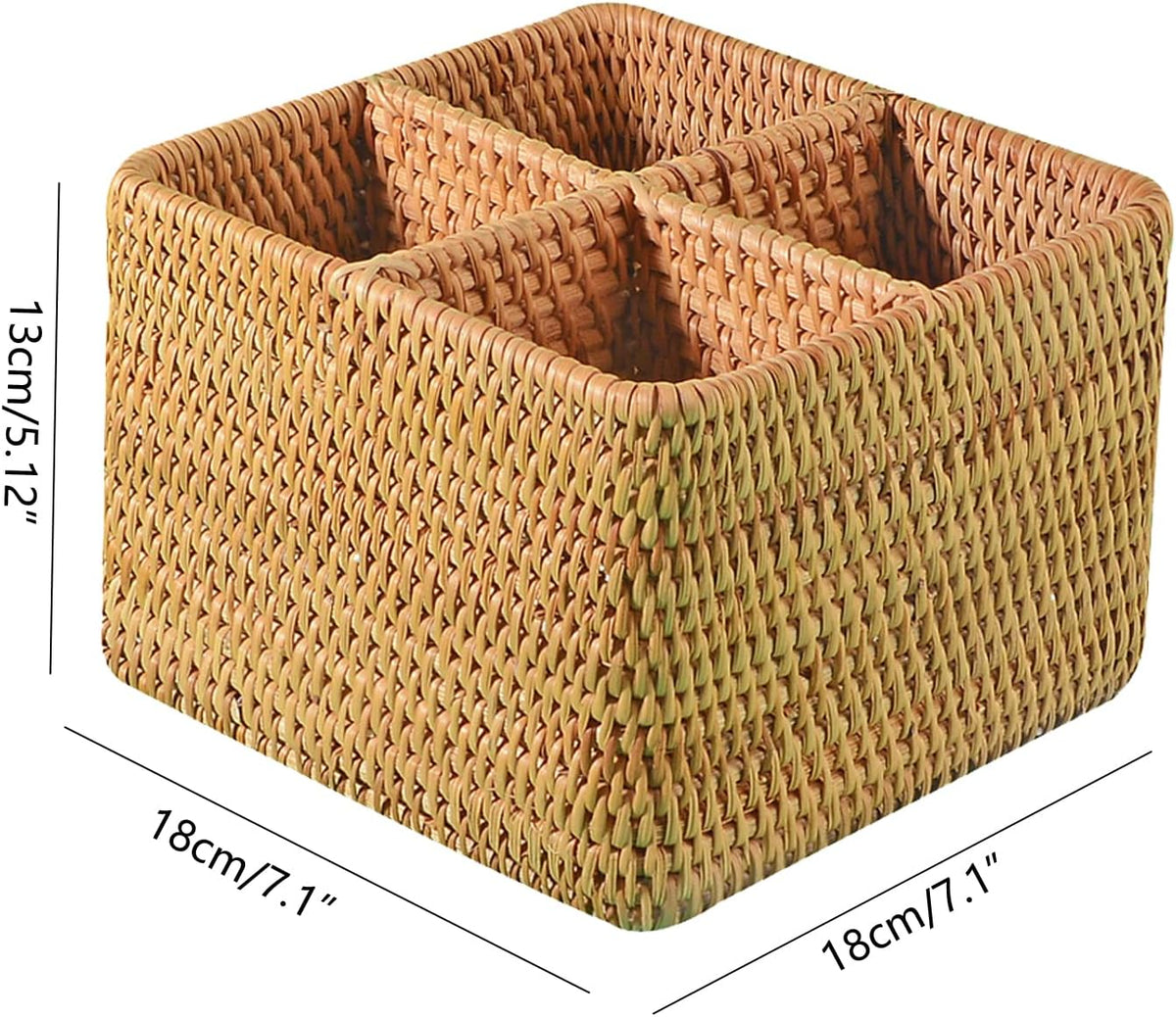 i-lan Natural Rattan 4 Compartments Cooking Utensil Silverware Organizer Hold...