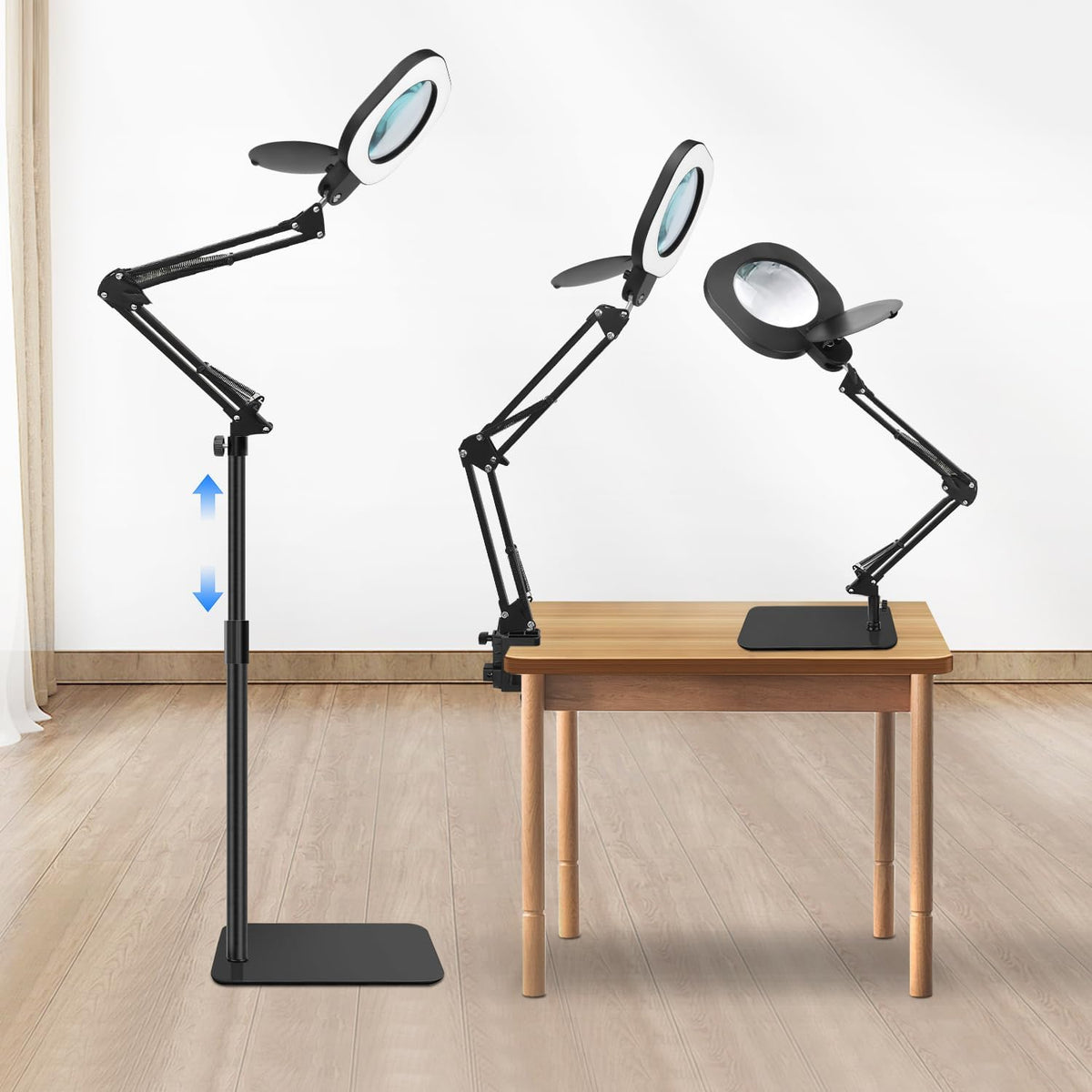 15X Real Glass Standing Magnifying Glass with Light and Stand, 3-in-1 Adjusta...