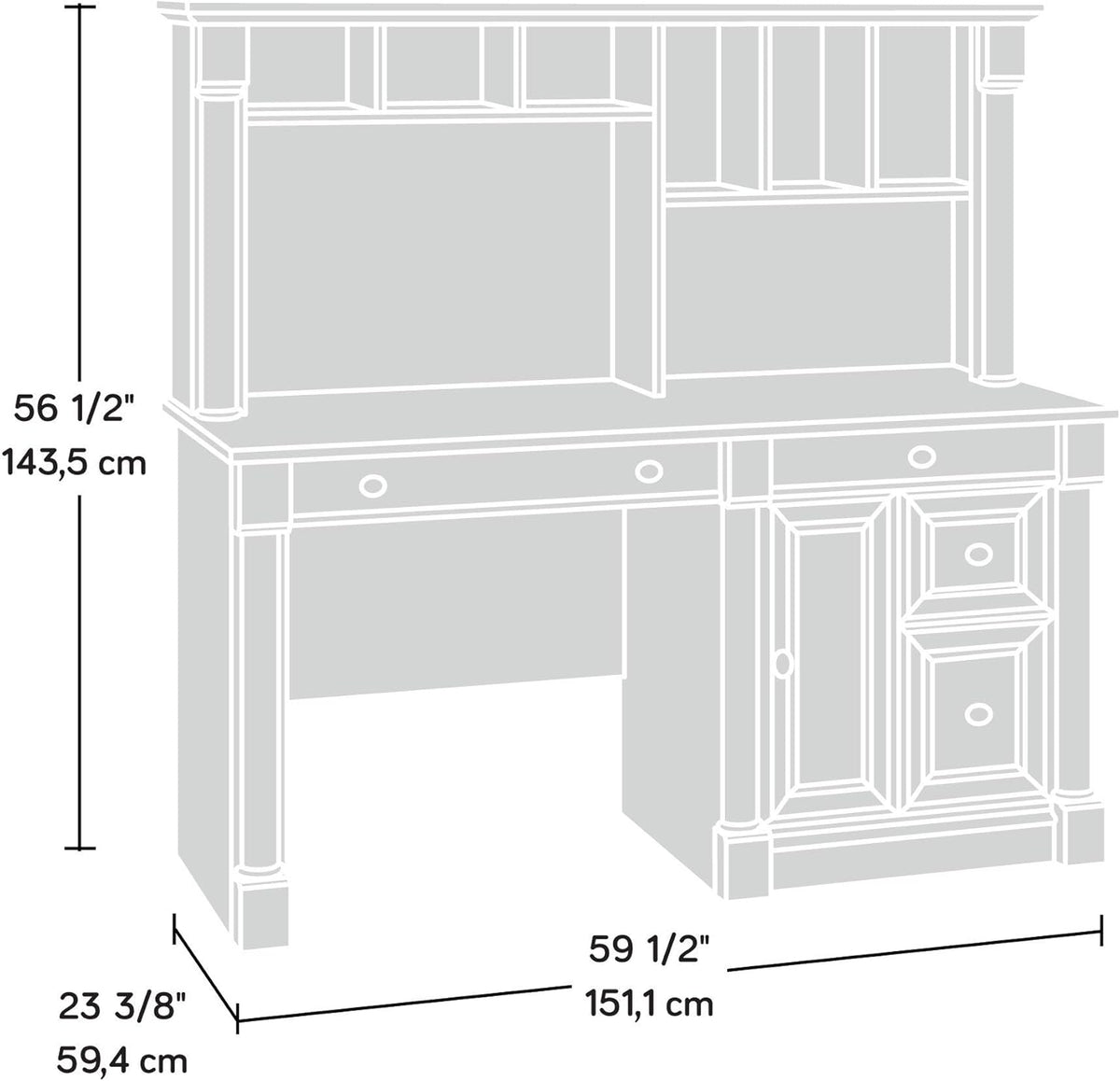 Sauder Palladia Computer Desk with Hutch, Large Storage and File Drawer, Home...