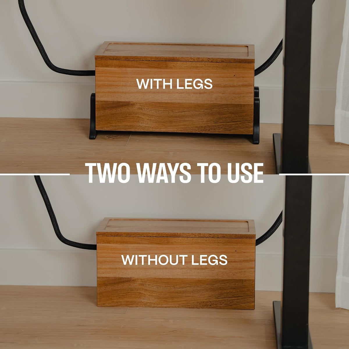 COREMINDED Extra Large Cable Management Box, Wood Cord Hider Box & Organi...