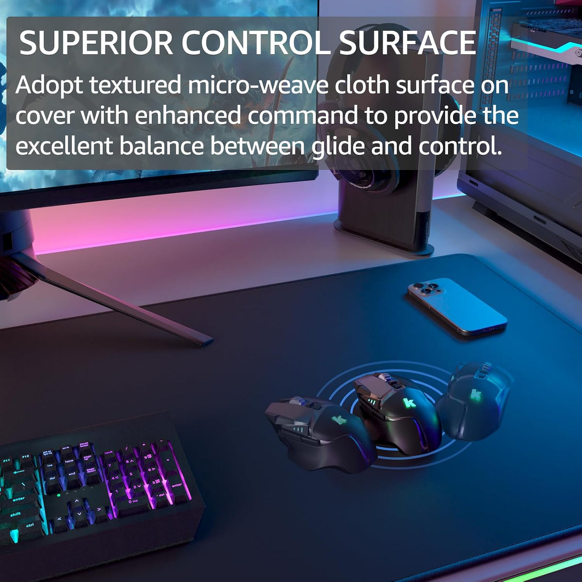 KTRIO Oversized Gaming Mouse Pad Desk Mat for Gamer, 47.3" x 23.6",...