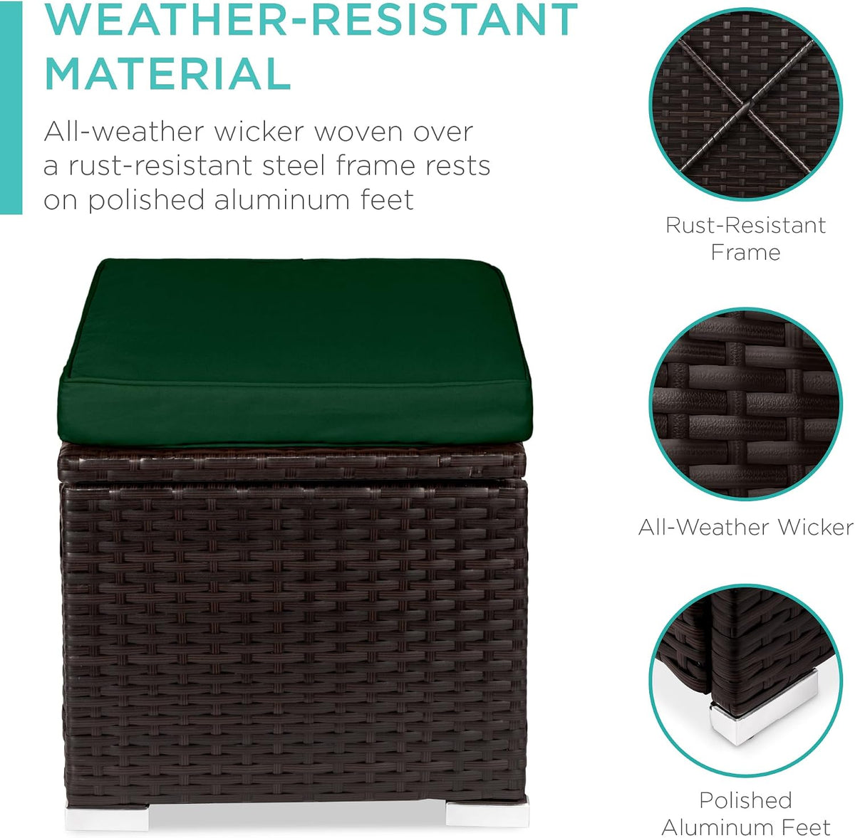 Best Choice Products Set of 2 Wicker Ottomans, Multipurpose Outdoor Furniture...