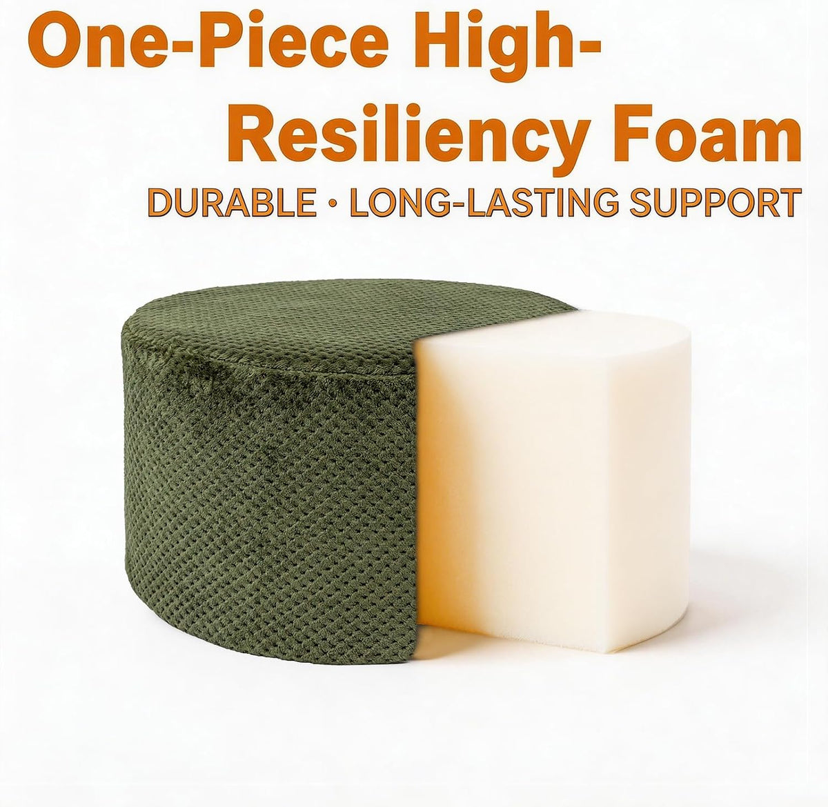 20"x14" Round Foam Stuffed Pouf Ottoman, Under Desk Footrest,Deep G...