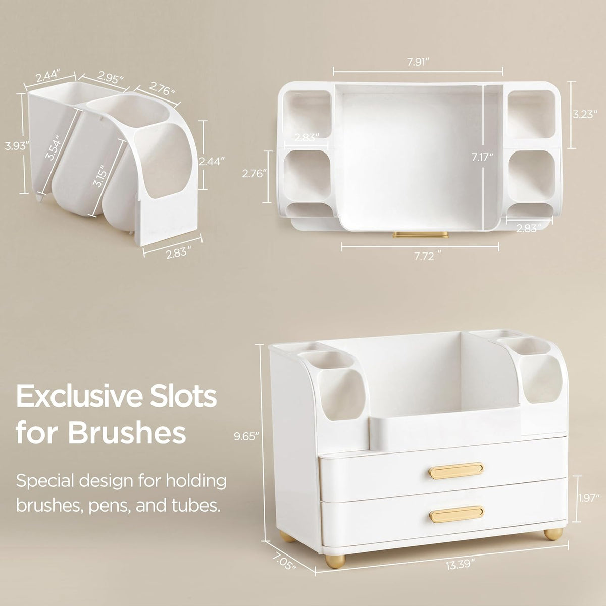 HBlife Makeup Organizer for Vanity with Brush Holder, Large Bathroom Countert...