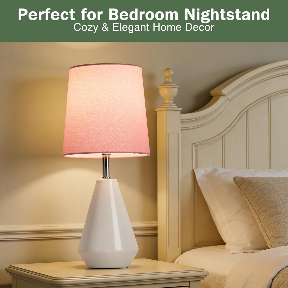 bdayanx15.5" Small Ceramic Table Lamp with 3 ColorTemperatures for Bedroom