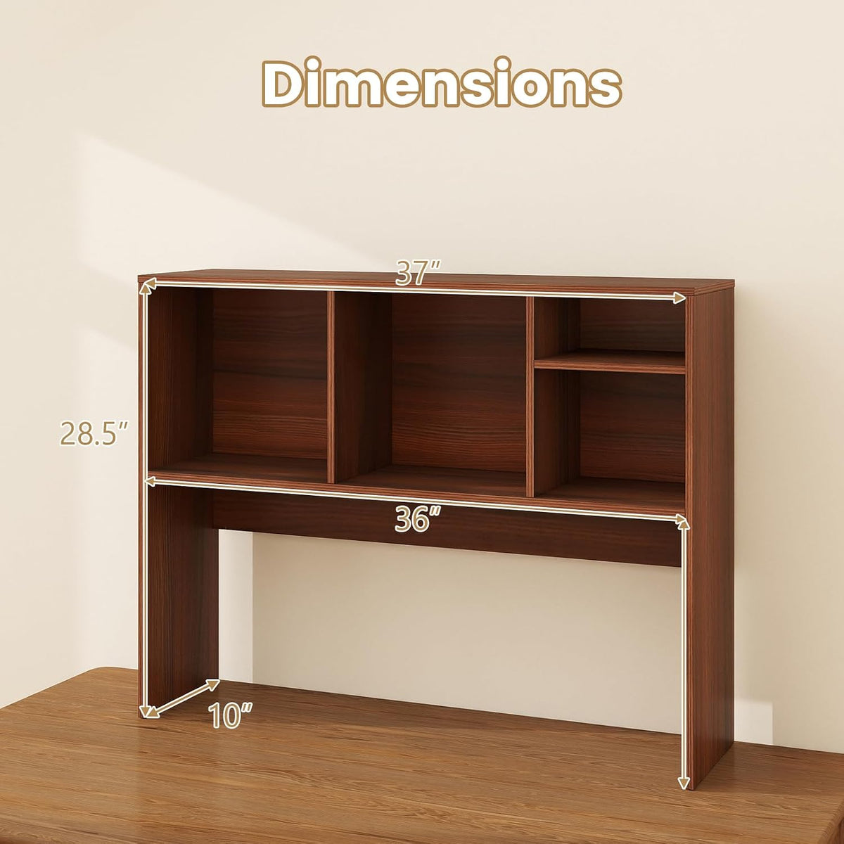 GIANTEX Desktop Bookshelf, Countertop Storage Hutch with 4 Shelves for Comput...