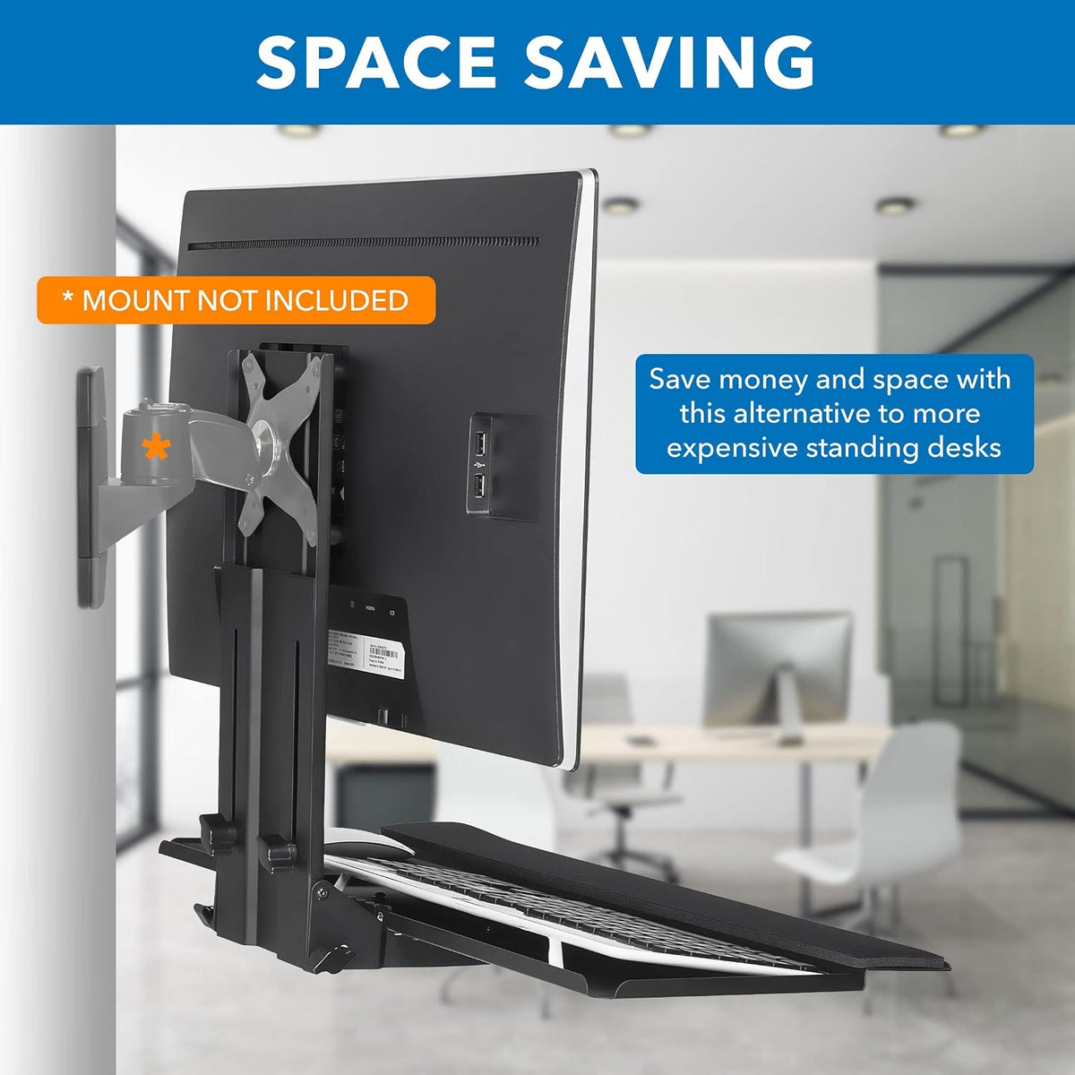 Mount-It! Monitor and Keyboard Wall Mount, Height Adjustable Standing VESA Ke...