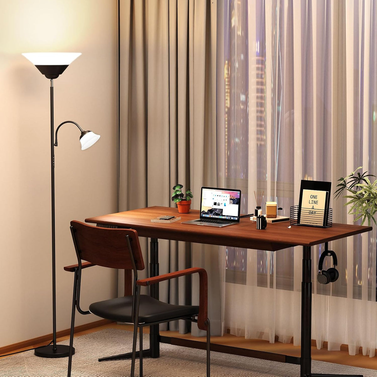 SIBRILLE 2-in-1 Torchiere Floor Lamp, 34W Super Bright LED Standing Lamp with...