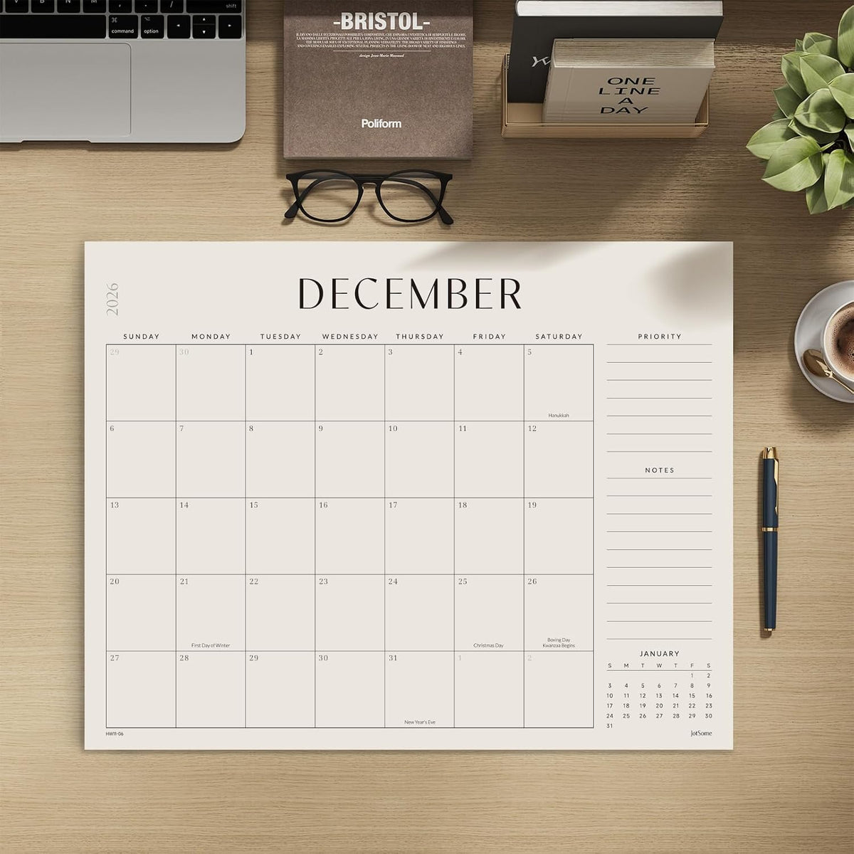 Jotsome Desk Calendar 2026-2027, Monthly Desk Calendar 22"x17"