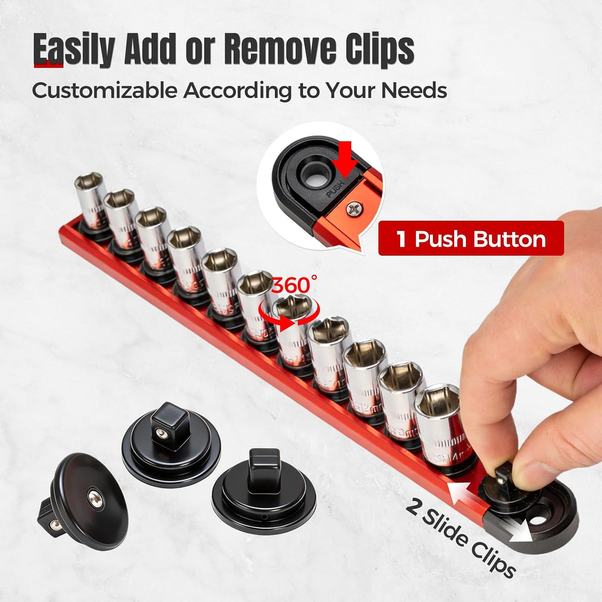6PC Magnetic Socket Organizer Set, 1/2" 3/8" 1/4" Drive