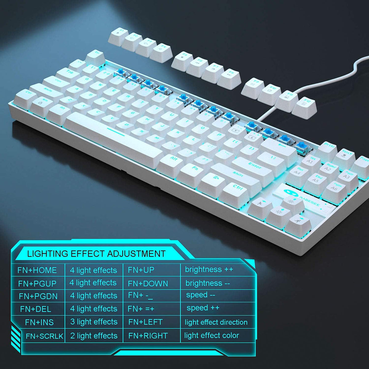 MageGee Mechanical Gaming Keyboard with Blue Switch, Compact 87 Keys Wired Co...