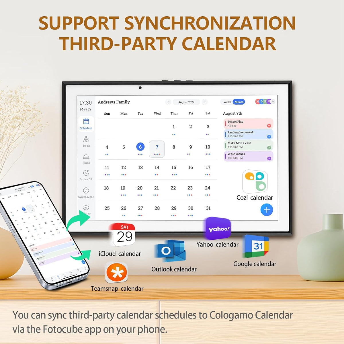 10.1 inch Smart Digital Calendar & Chore Chart, 1920 * 1080P Full HD Touc...
