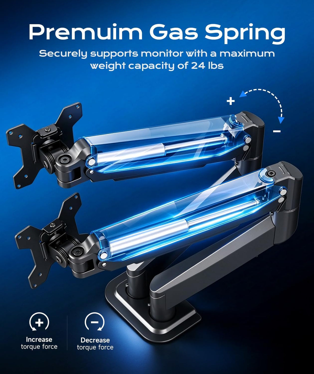 Pholiten Heavy Duty Dual Monitor Arm for 17-39" Screen, Up to 24lbs Each