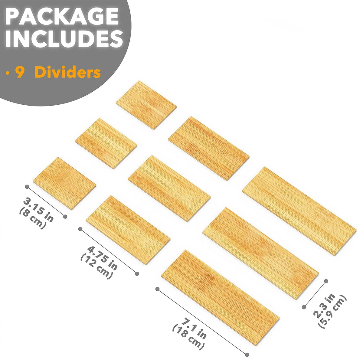 SpaceAid Bamboo Drawer Organizers with Labels, 4 Dividers with 9 Inserts (17-...