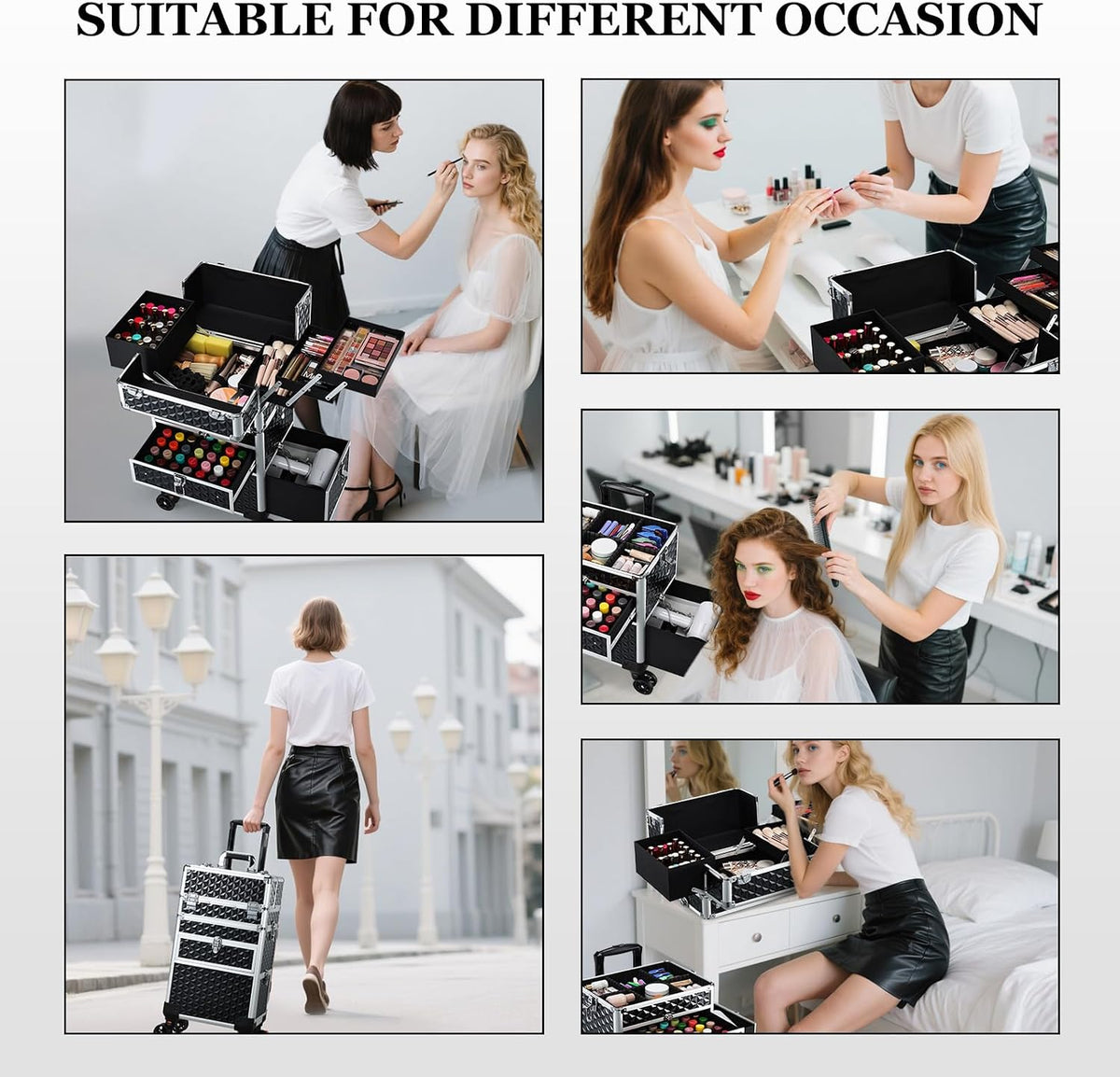 Joligrace Rolling Makeup Case with Drawers - Tattoo Storage Organizer Travel ...
